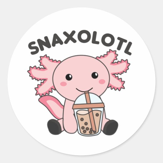 Snaxolotl Axolotl Bubble Tee Liebhaber von süßen T Runder Aufkleber (Vorderseite)