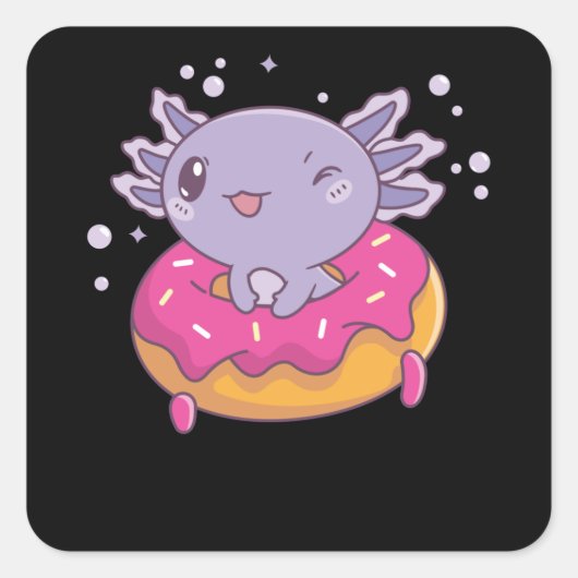 Snaxolotl Axolotl Donut Lovers Sweet Animals Quadratischer Aufkleber (Vorderseite)