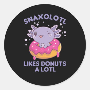 Snaxolotl Axolotl Donut Lovers Sweet Animals Runder Aufkleber