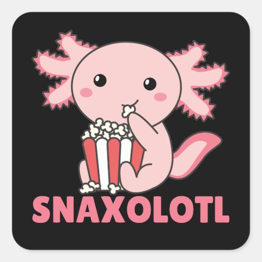 Snaxolotl Axolotl Lovers Sweet Animals Popcorn Squ Quadratischer Aufkleber (Vorderseite)
