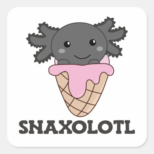 Snaxolotl Axolotl Strawberry Ice Lovers Sweet Squa Quadratischer Aufkleber (Vorderseite)