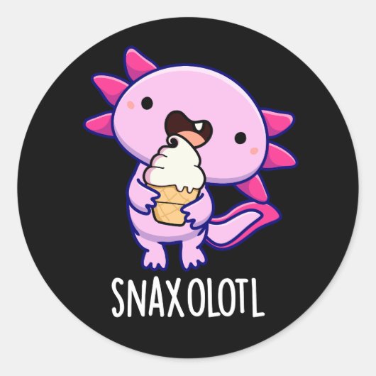 Snaxolotl Funny Axolotl Pun Dark BG Runder Aufkleber (Vorderseite)
