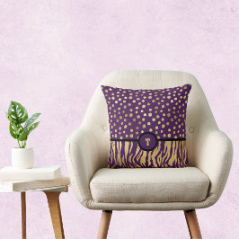 Snazzy Animal Print Inspiriert Lila Gold und Schwa Kissen