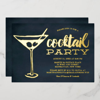 Snazzy Blue Martini Party Folieneinladung