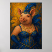 Snazzy Female Pig Portrait Mardi Gras Poster (Vorne)