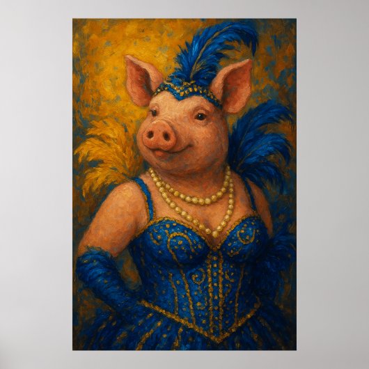 Snazzy Female Pig Portrait Mardi Gras Poster (Vorne)