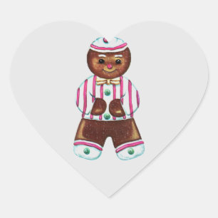 Snazzy Lebkuchen-Mann Herz-Aufkleber