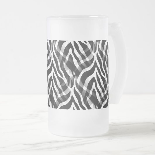 Snazzy Schwarzweiss-Zebra-Streifen-Druck Mattglas Bierglas (VorderseiteRechts)