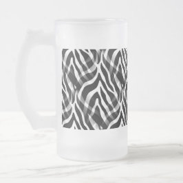 Snazzy Schwarzweiss-Zebra-Streifen-Druck Mattglas Bierglas