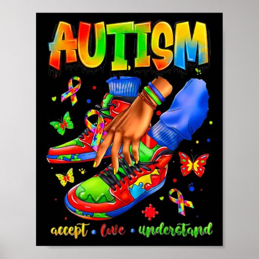 Sneaker Autismus akzeptieren Liebe verstehen Autis Poster (Vorne)