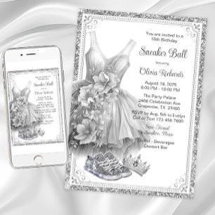 Sneaker-Ball-Geburtstagsfeier im Glamour-Look  Einladung