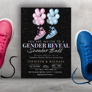Sneaker Ball Gender Reveal Blau oder Rosa Einladung