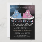 Sneaker Ball Gender Reveal Blau oder Rosa Einladung (Vorderseite)