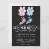 Sneaker Ball Gender Reveal Blau oder Rosa Einladung (Vorderseite)