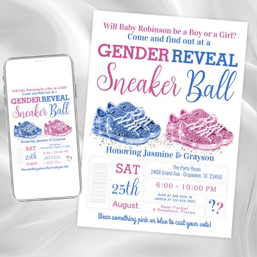 Sneaker Ball Gender Reveal Dusche Einladung