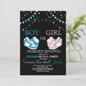 Sneaker-Ball-Gender zeigen Blau oder Rosa-Sneaker Einladung (Stehend Vorderseite)