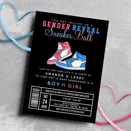 Sneaker-Ball-Gender zeigen Blau oder Rosa-Sneaker Einladung