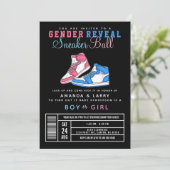 Sneaker Ball Geschlecht Enthüllung Blau oder Rosa Einladung (Stehend Vorderseite)