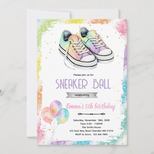 Sneaker ball girl party invite einladung (Vorderseite)