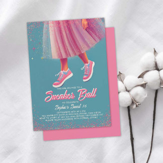 Sneaker Ball Vintage Poster Pink Aquamarin Sweet 1 Einladung