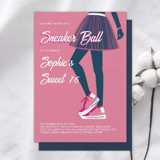 Sneaker Ball Vintage Poster Pink Black Sweet 16 Einladung
