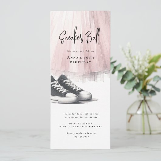 Sneaker Ball zum Geburtstag online Einladung (Stehend Vorderseite)