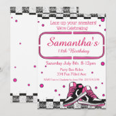 Sneaker Birthday, Glitzer Einladung (Vorne/Hinten)
