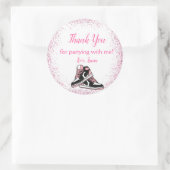 Sneaker Birthday, Glitzer Sweet 16 Danke Klasse Runder Aufkleber (Tasche)