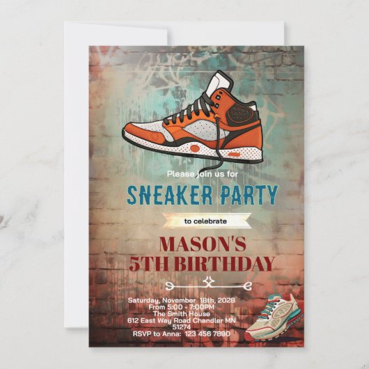Sneaker birthday party invitation einladung (Vorderseite)