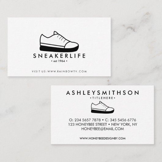 Sneaker Sport Shoes handgezogen Visitenkarte (Vorne/Hinten)