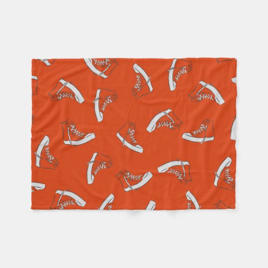 Sneakers nahtloses Muster auf rotem Hintergrund Fleecedecke (Vorderseite (Horizontal))