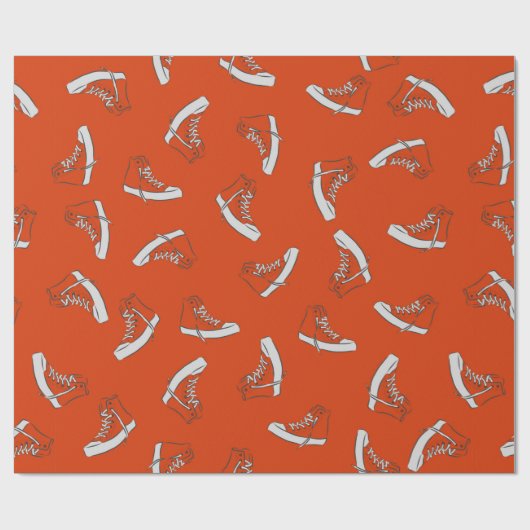 Sneakers nahtloses Muster auf rotem Hintergrund Geschenkpapier (Flach)