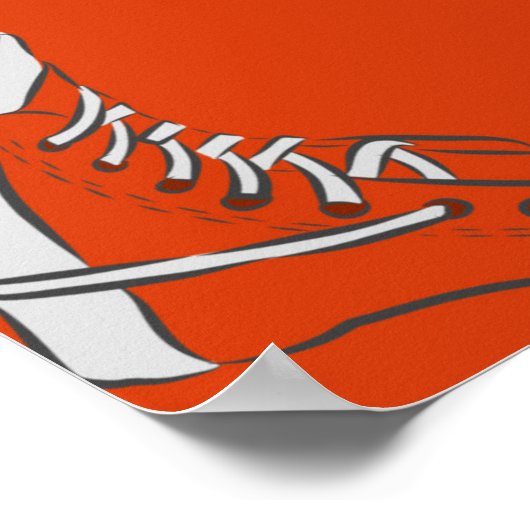 Sneakers nahtloses Muster auf rotem Hintergrund Poster (Ecke)