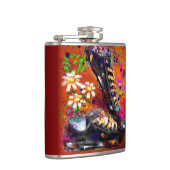 Sneakers und Daisies beeindruckend Orange White Flachmann (Rechts)