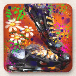 Sneakers und Daisies beeindruckend Orange White Getränkeuntersetzer