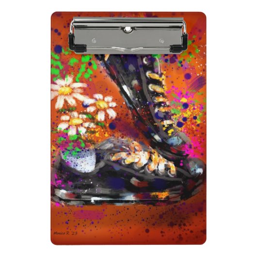 Sneakers und Daisies beeindruckend Orange White Mini Klemmbrett (Vorderseite)