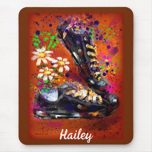 Sneakers und Daisies beeindruckend Orange White Mousepad (Vorne)