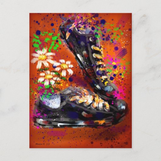 Sneakers und Daisies beeindruckend Orange White Postkarte (Vorderseite)