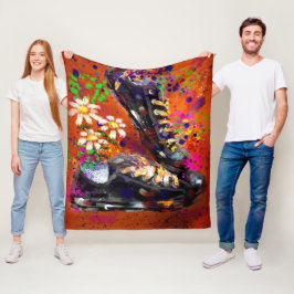 Sneakers und Daisies impressionistisches Orange Ma Fleecedecke