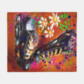 Sneakers und Daisies impressionistisches Orange Ma Fleecedecke (Vorderseite (Horizontal))