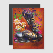 Sneakers und Daisies impressionistisches Orange Ma Magnetkarte (Vorne/Hinten)