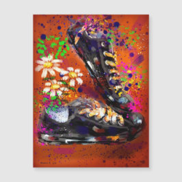 Sneakers und Daisies impressionistisches Orange Ma Magnetkarte