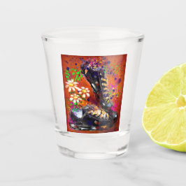 Sneakers und Daisies impressionistisches Orange Ma Schnapsglas