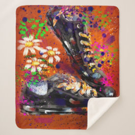 Sneakers und Daisies impressionistisches Orange Ma Sherpadecke