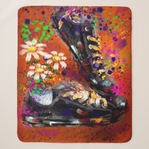Sneakers und Daisies impressionistisches Orange Ma Sherpadecke