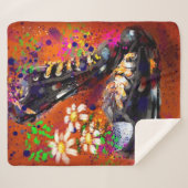 Sneakers und Daisies impressionistisches Orange Ma Sherpadecke (Vorderseite (Horizontal))