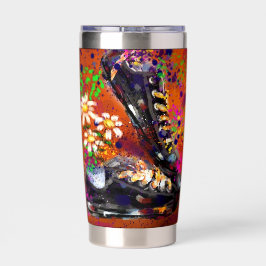 Sneakers und Daisies impressionistisches Orange Ma Thermobecher