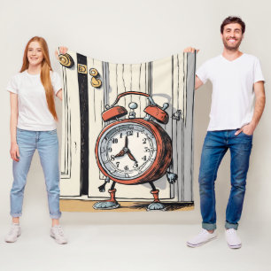 Sneaky Alarm Clock - Whimsical Doorway Fleecedecke
