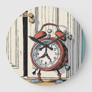 Sneaky Alarm Clock - Whimsical Doorway Große Wanduhr