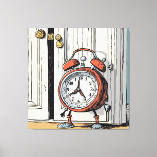 Sneaky Alarm Clock - Whimsical Doorway Leinwanddruck